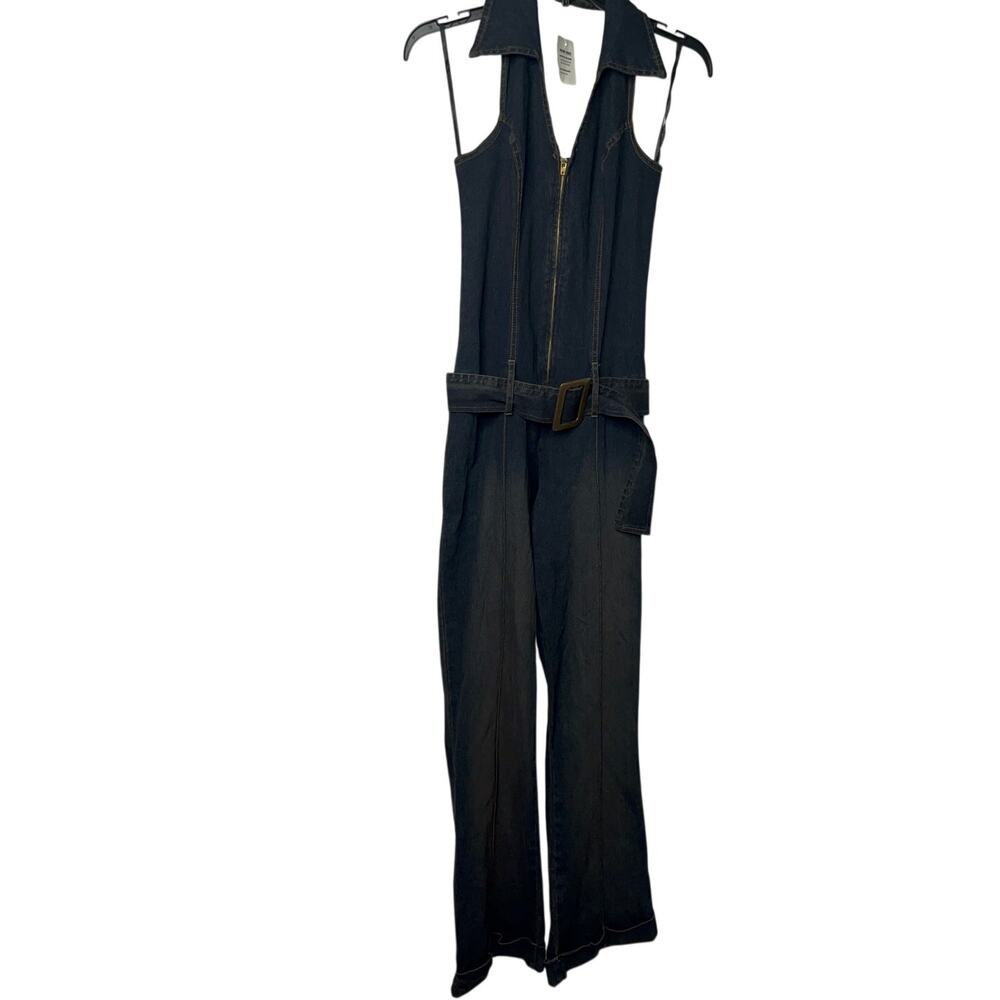 Charlotte Russe Vintage Y2K Halter Neck Jumpsuit with belt Sz Large NWT